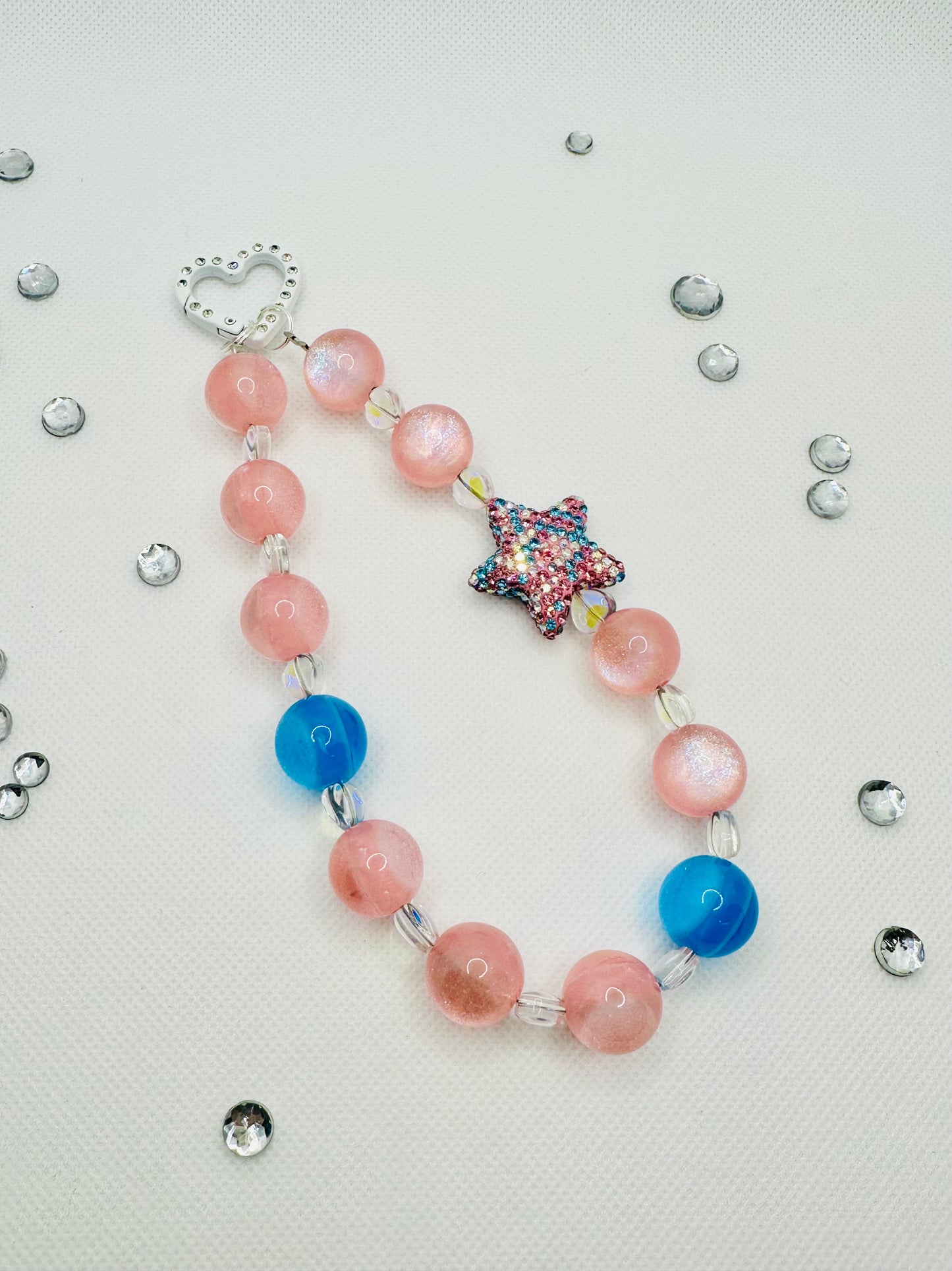 Star Pink Blue Rhinestone Bag Charm