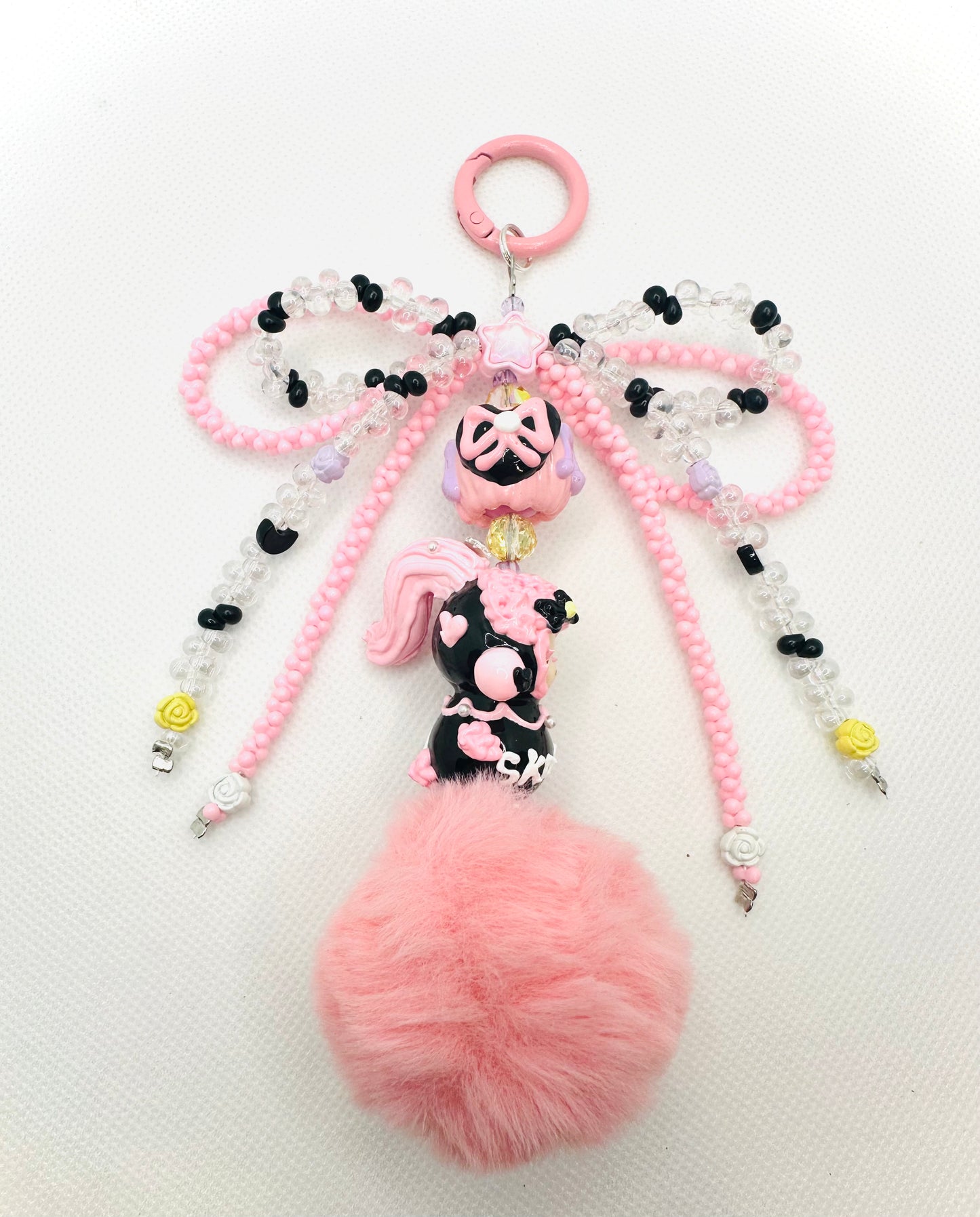 Skullpanda DIY Pink Black Bag Charm