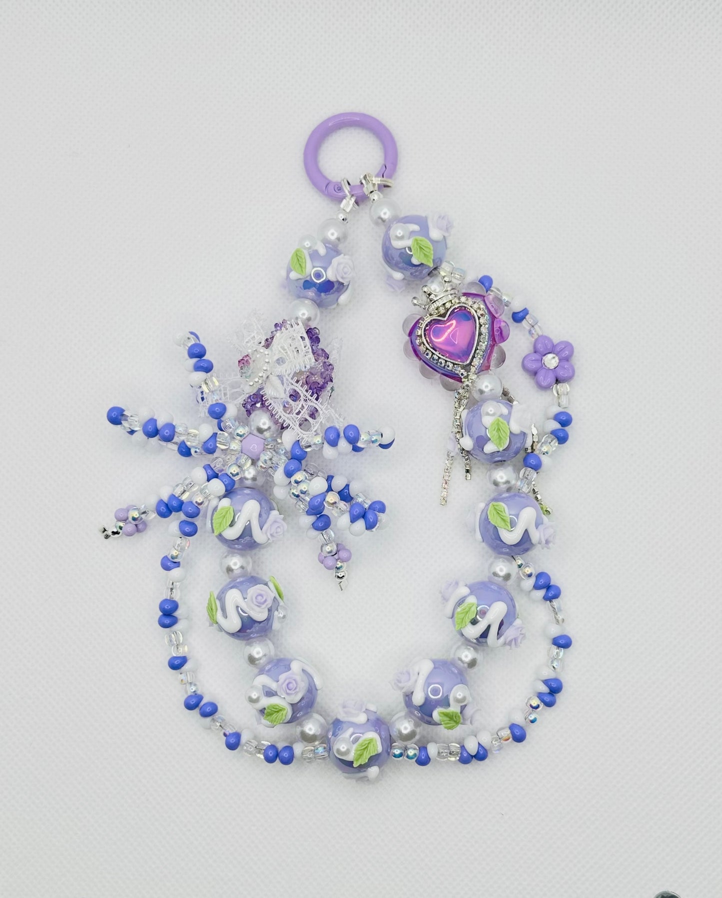 Purple Lace Heart Bag Charm