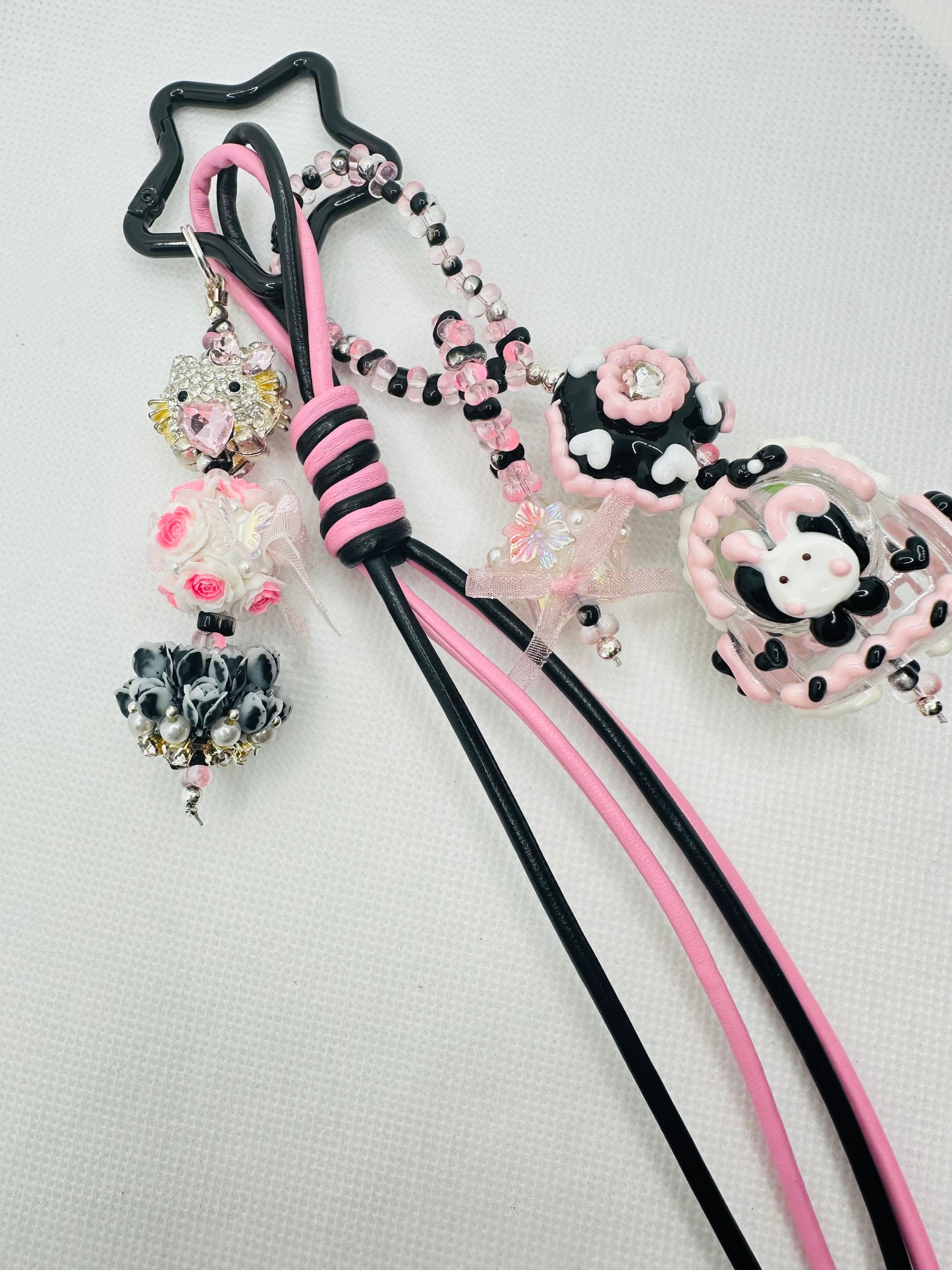 Hello Kitty black pink bag charm