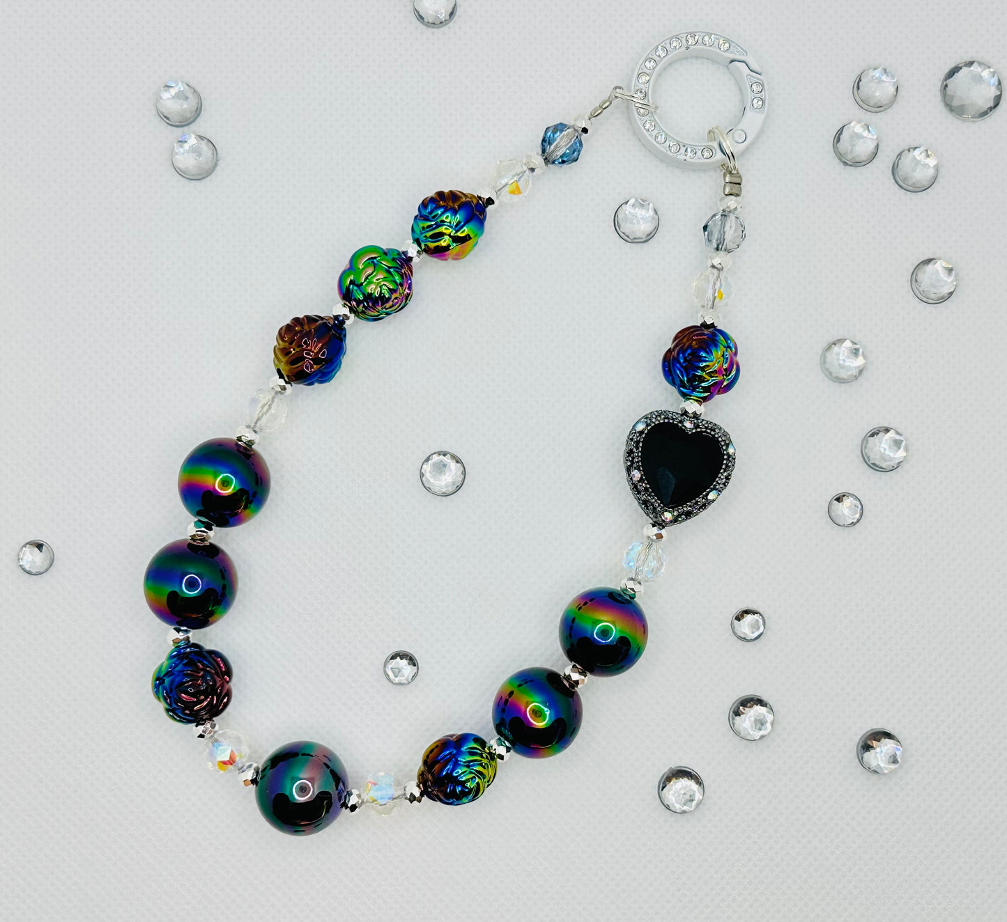 Oil Slick Heart Bag Charm