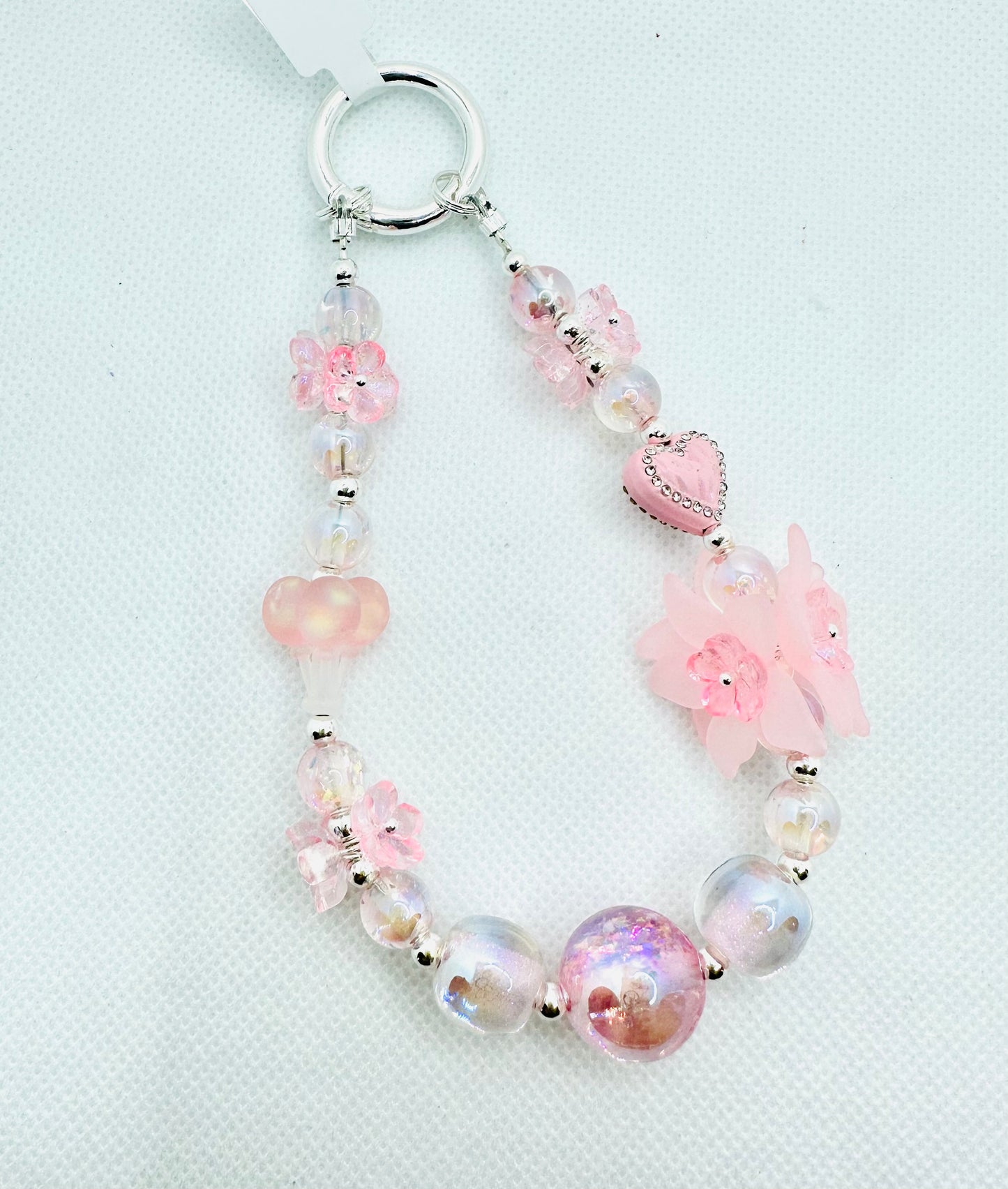 Floral pink bag charm