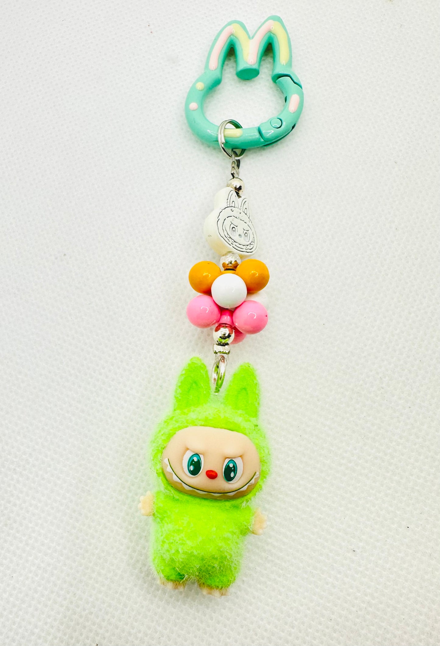 Mini green Labubu DIY bag charm