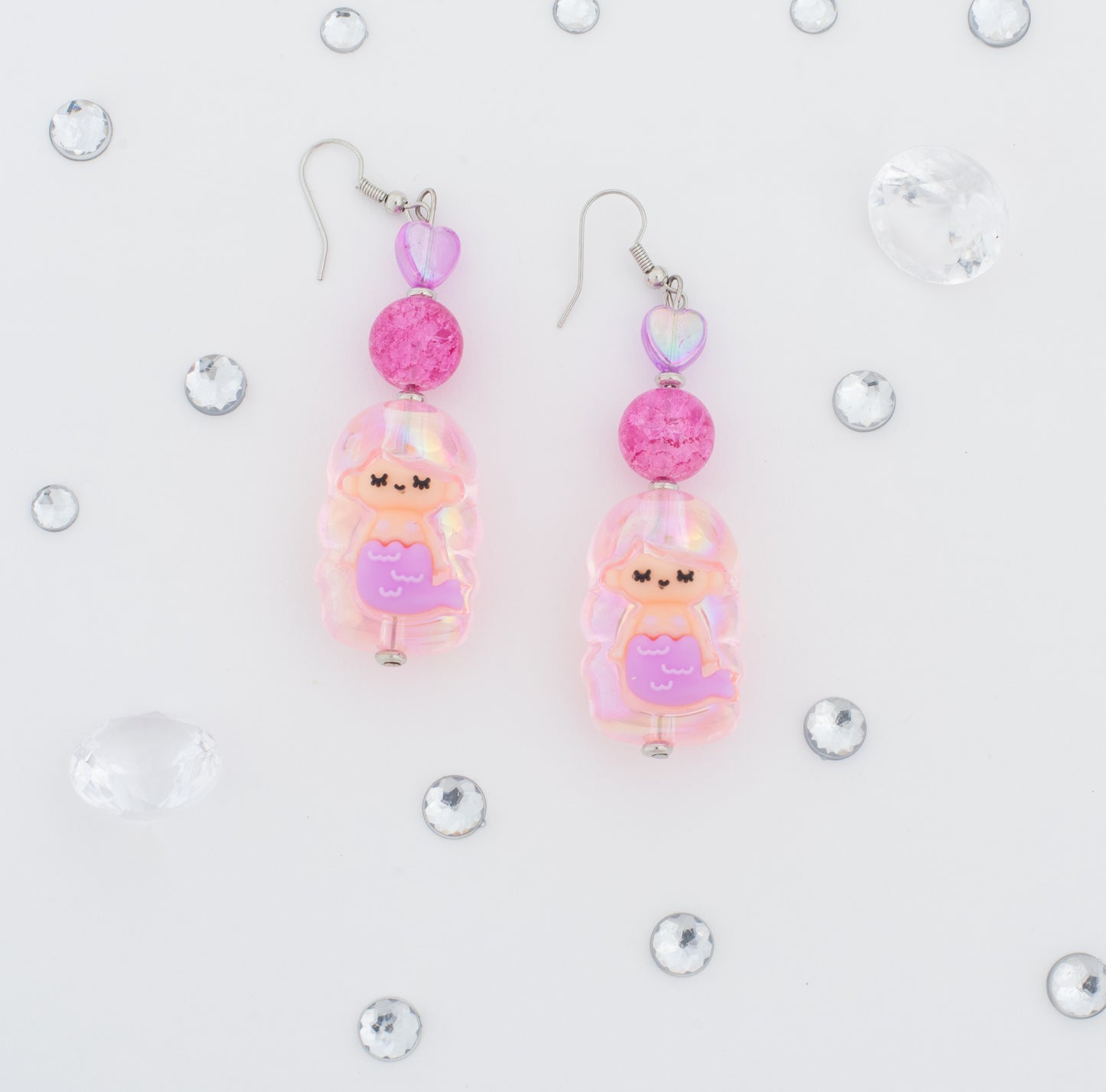 Pink Bubble Mermaid Earrings