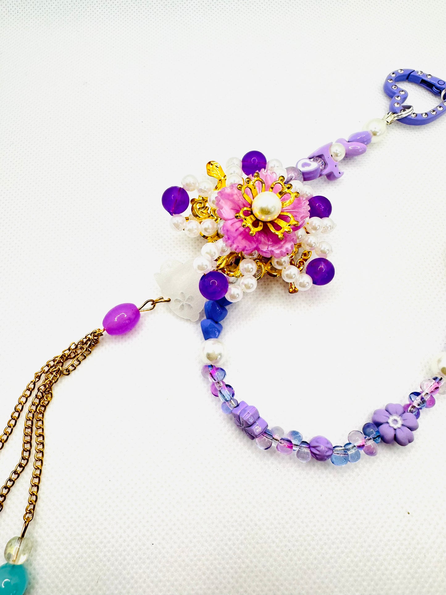 Purple Floral bag charm