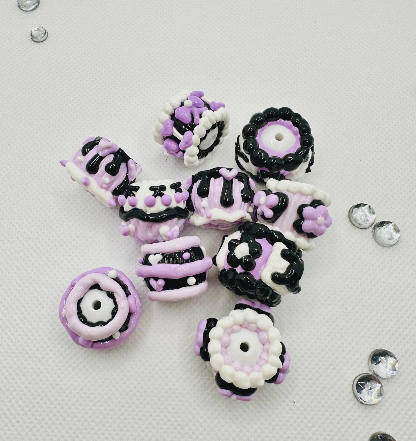 Purple Black Painted beads