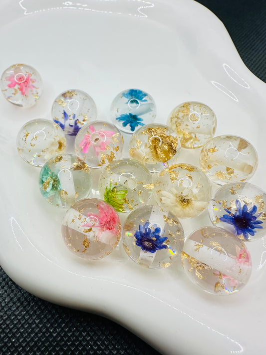 Flower Gold Foil 16mm beads