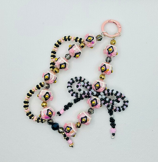 Black Pink Gold Bag Charm