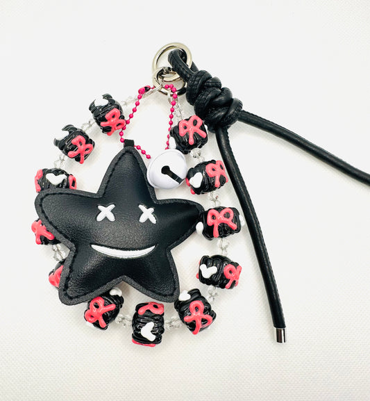 Black Pink Star bag charm