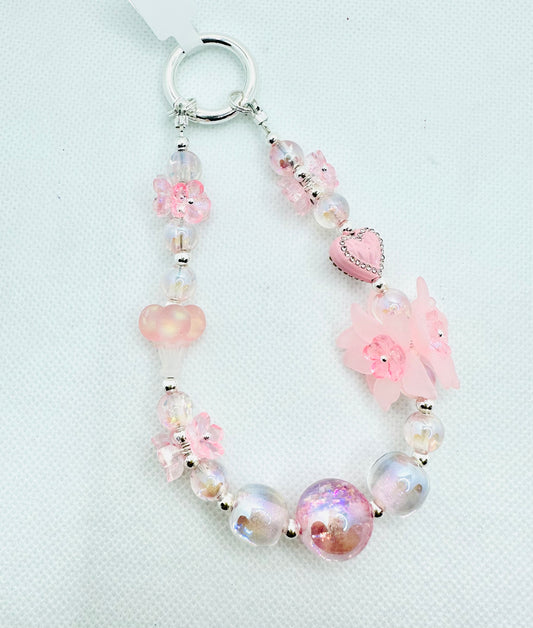 Floral pink bag charm