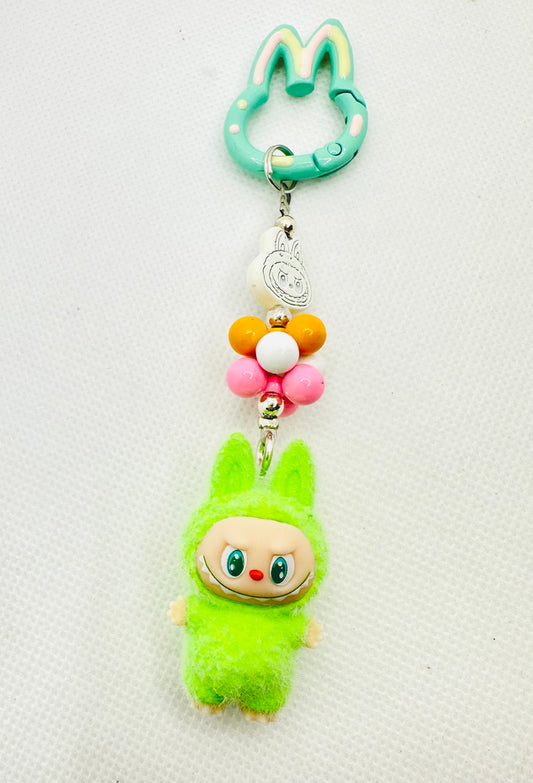 Mini green Labubu DIY bag charm