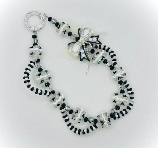 Black and White Rhinestone Butterfly Bag Charm