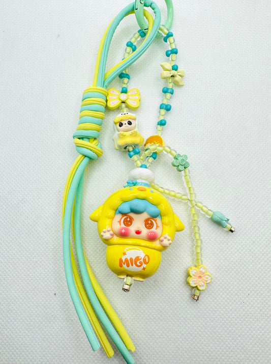 Migo yellow teal key chain