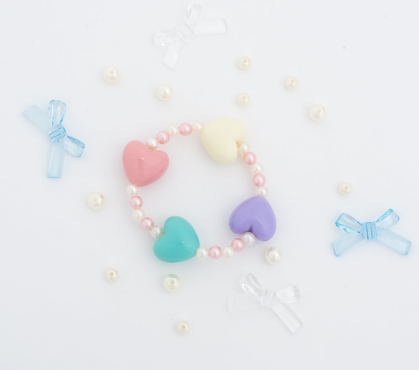 Cute Pastel Heart Pearl Bracelet