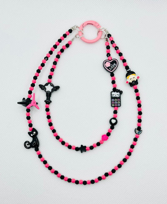 Black & Pink Metal Double Bag Charm/ Key Chain