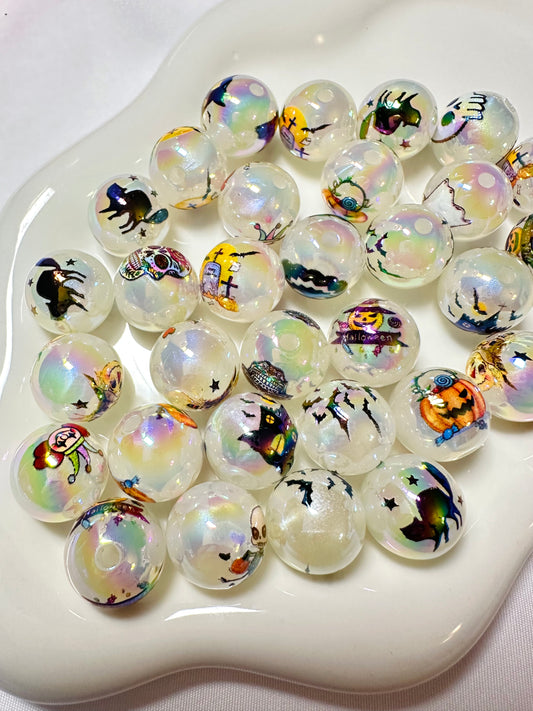 Luminous Halloween round 50 piece beads